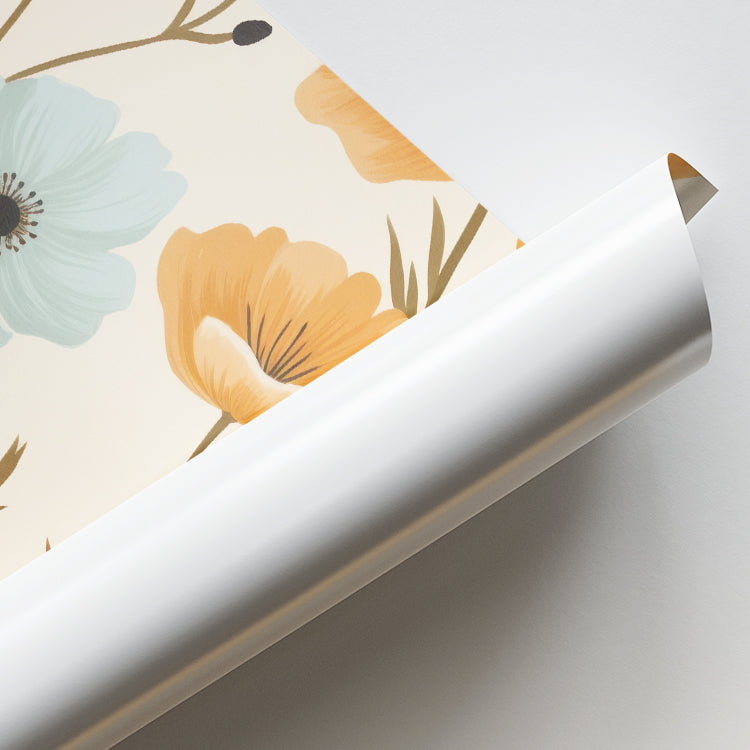 Orange & Blue Floral Pattern