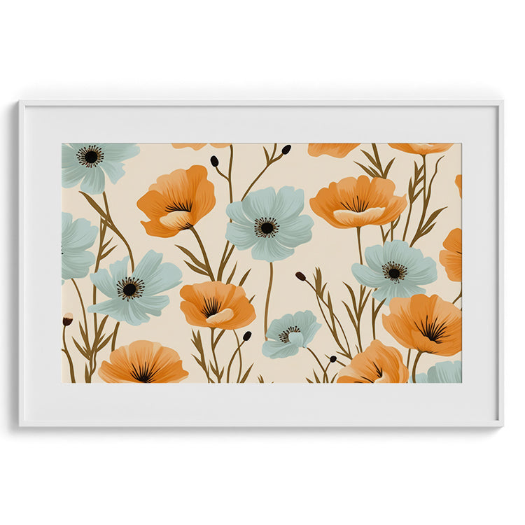 Orange & Blue Floral Pattern