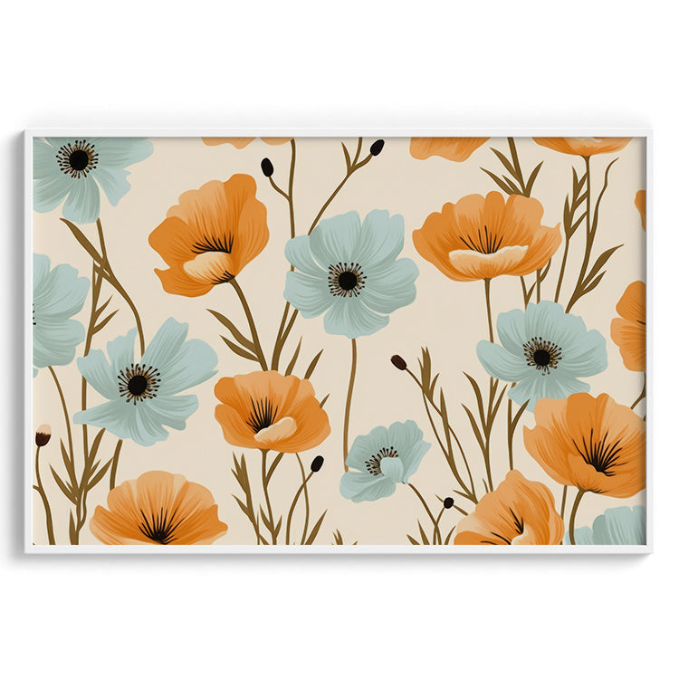 Orange & Blue Floral Pattern