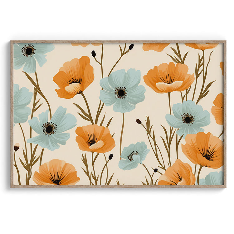 Orange & Blue Floral Pattern