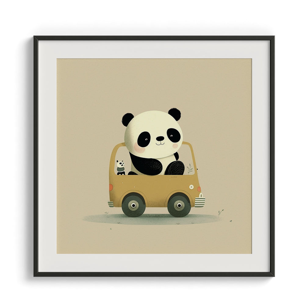 Panda on Wheels Nursery Print