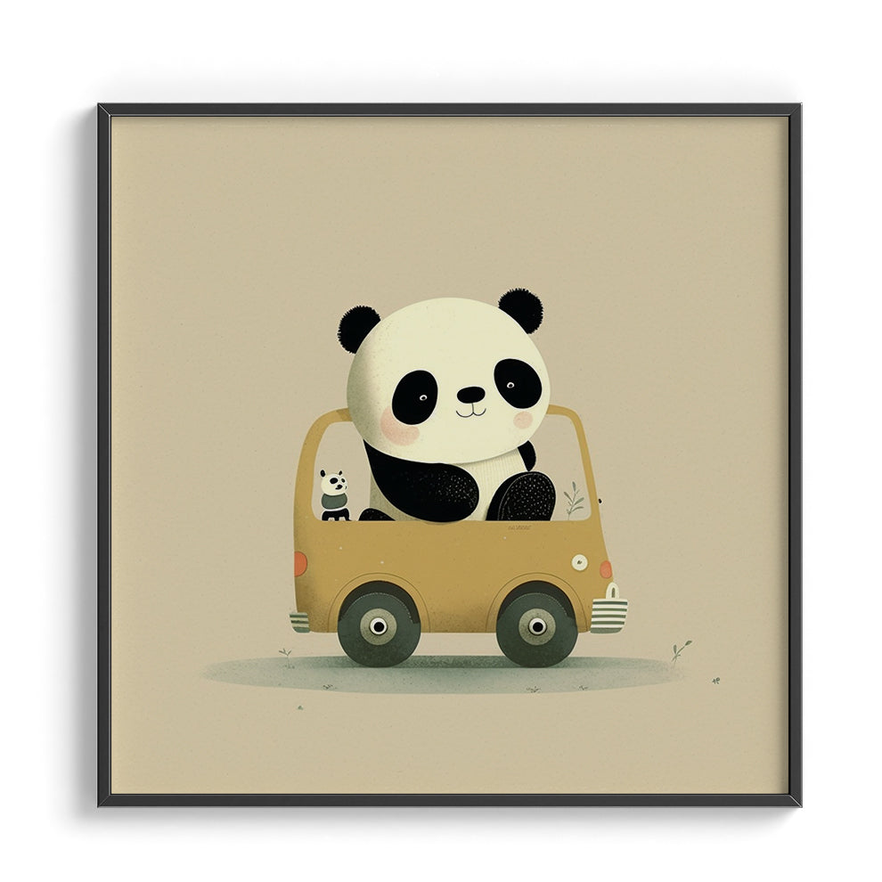 Panda on Wheels Nursery Print
