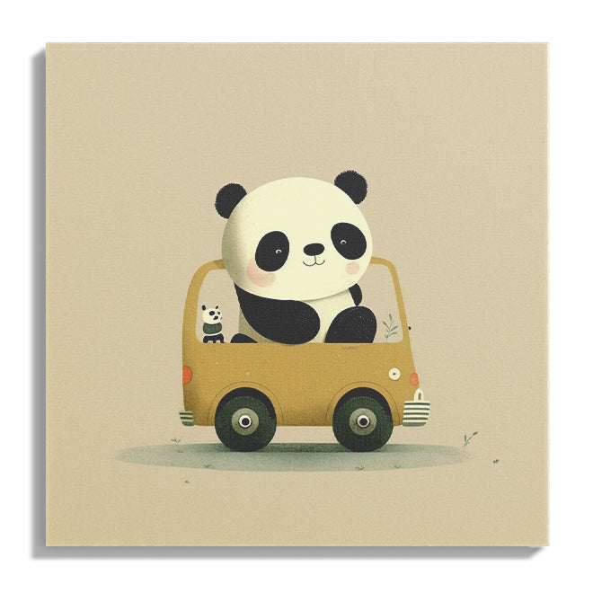 Panda on Wheels Nursery Print