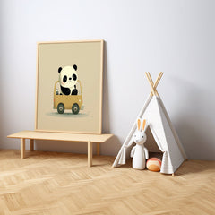 Panda on Wheels Nursery Print