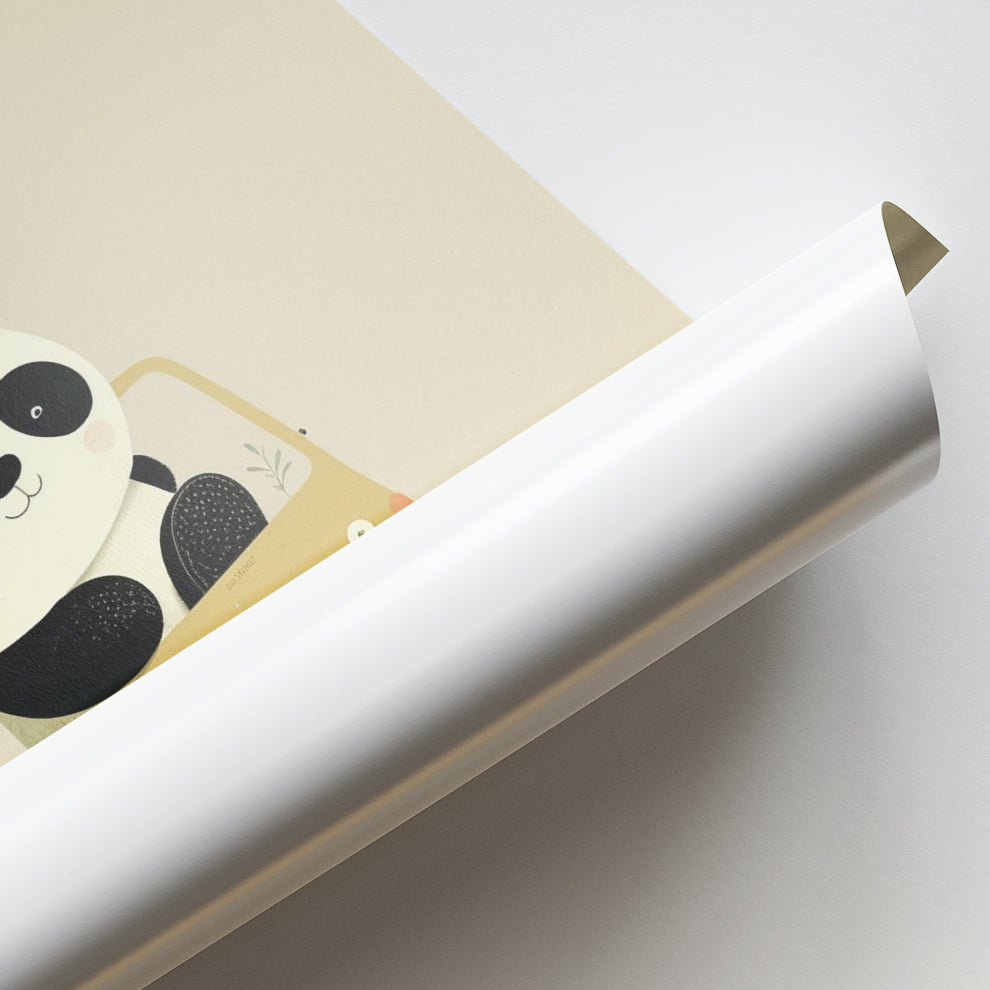 Panda on Wheels Nursery Print