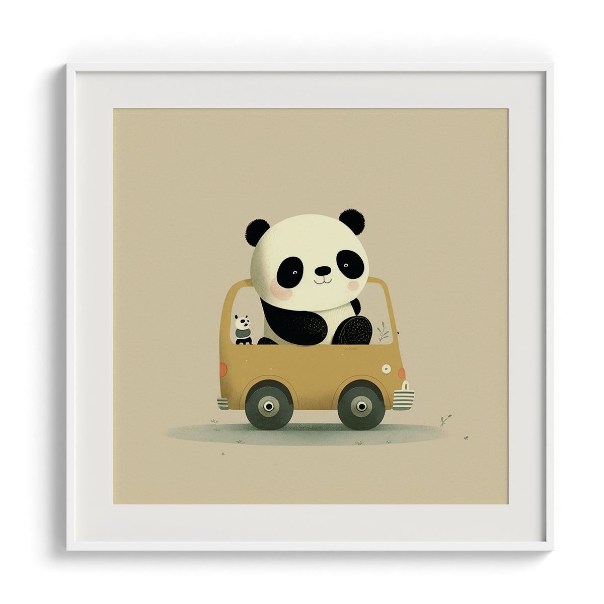 Panda on Wheels Nursery Print
