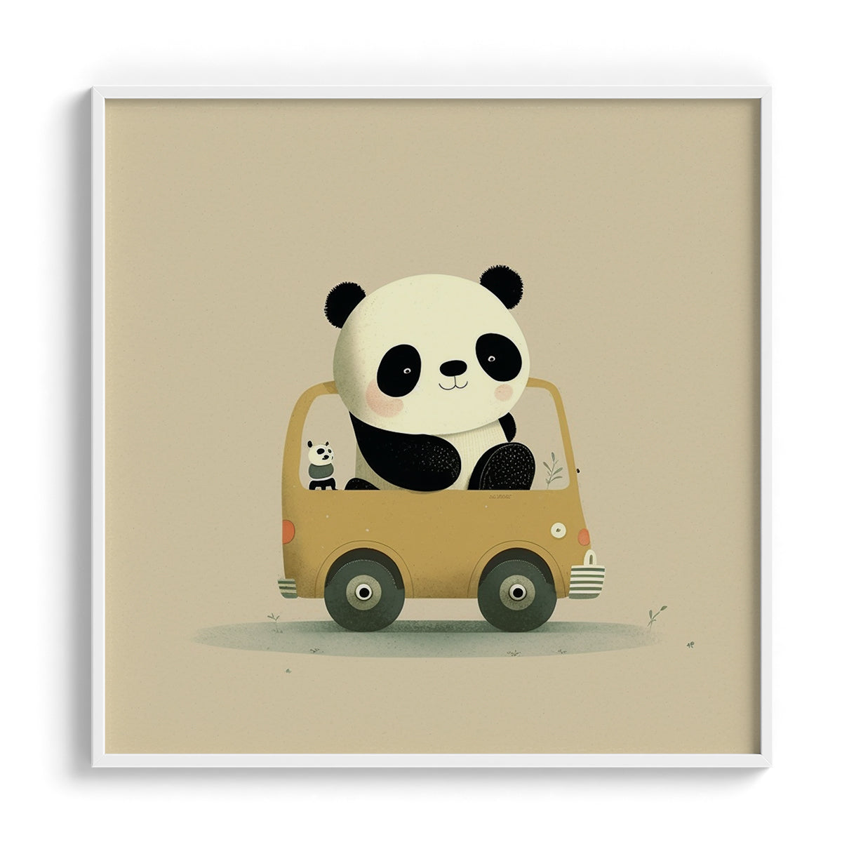 Panda on Wheels Nursery Print