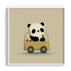 Panda on Wheels Nursery Print