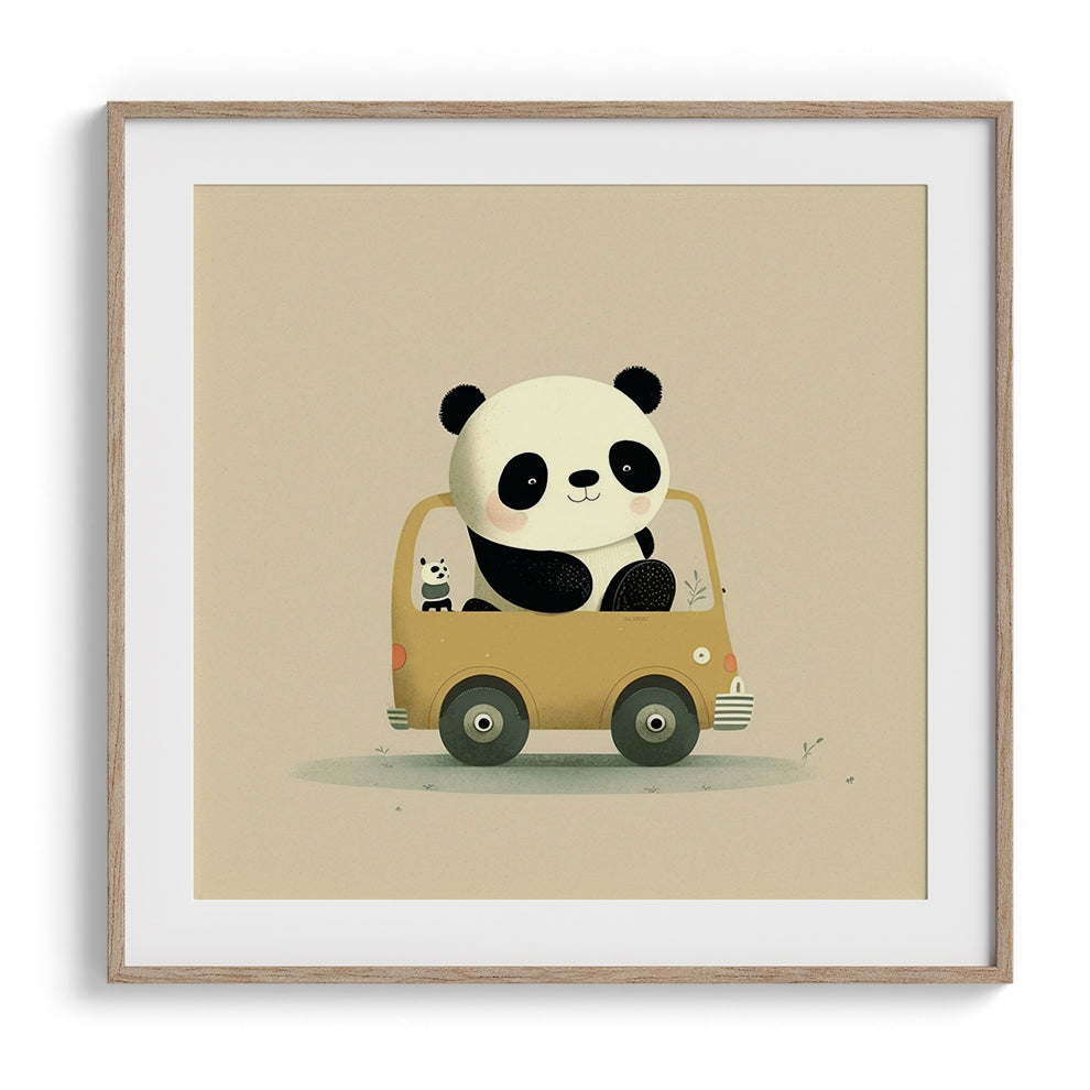 Panda on Wheels Nursery Print