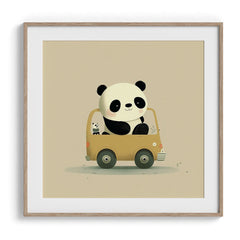 Panda on Wheels Nursery Print
