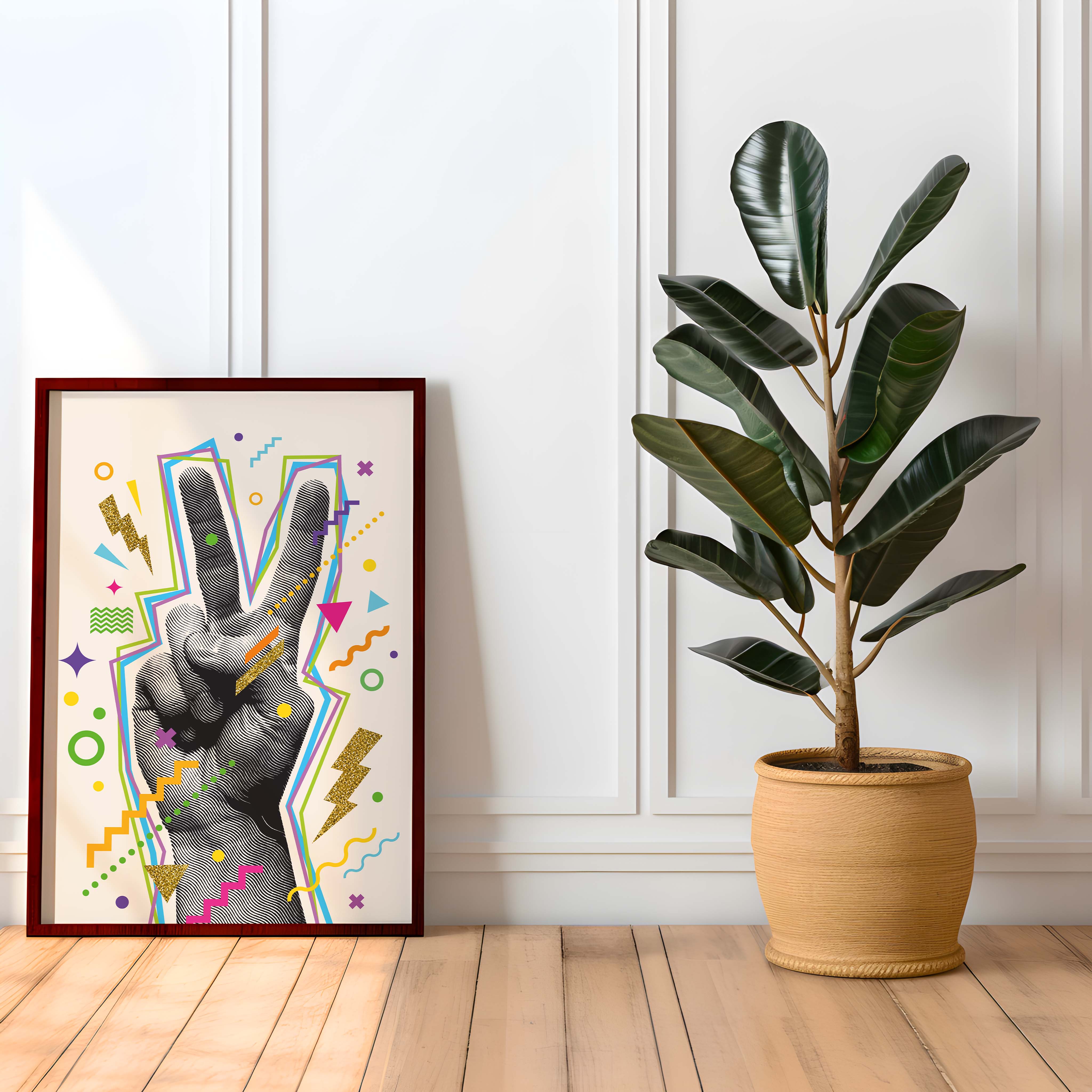 Peace Sign Pop Hand Gesture Art