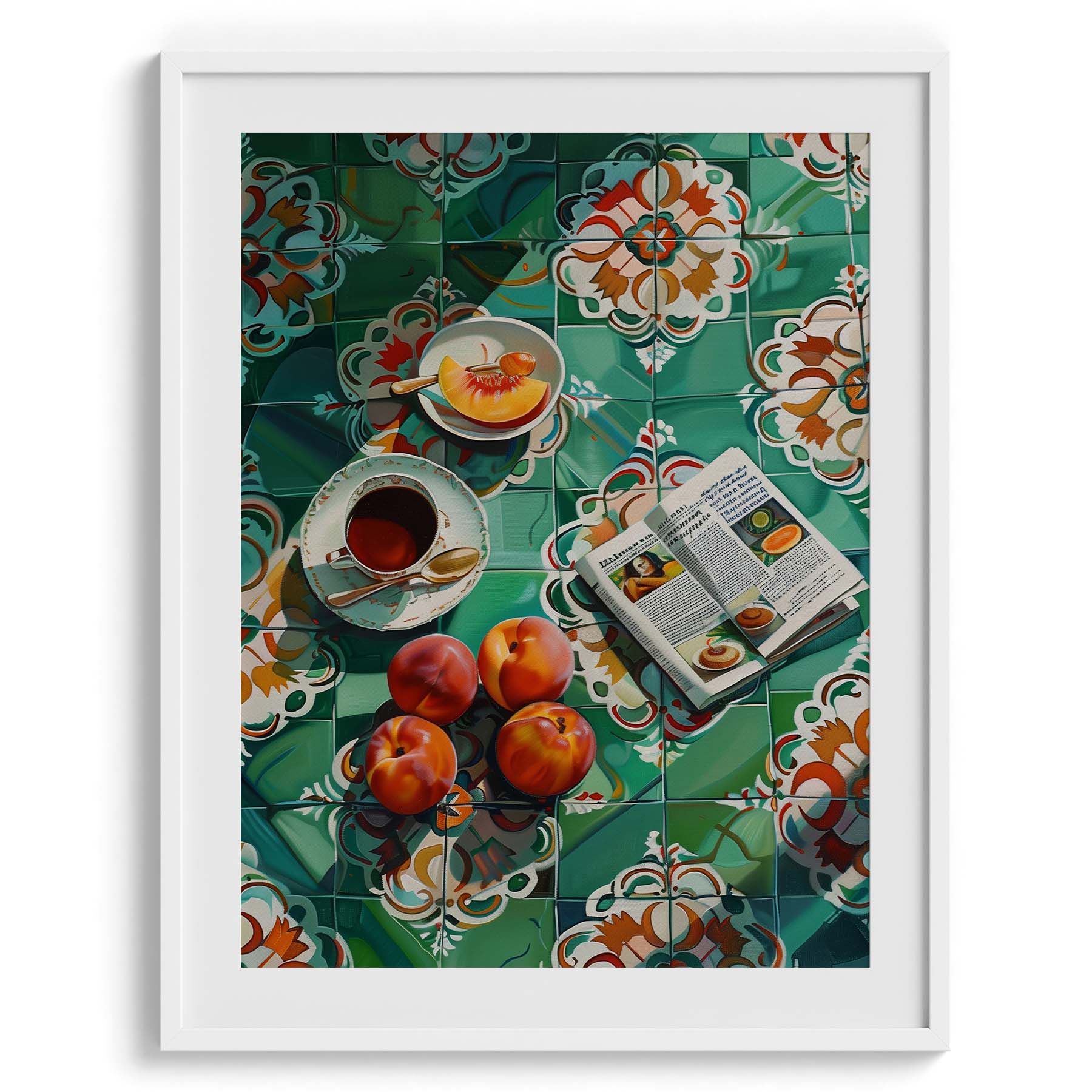 Peach Tile Breakfast Modern Wall Art