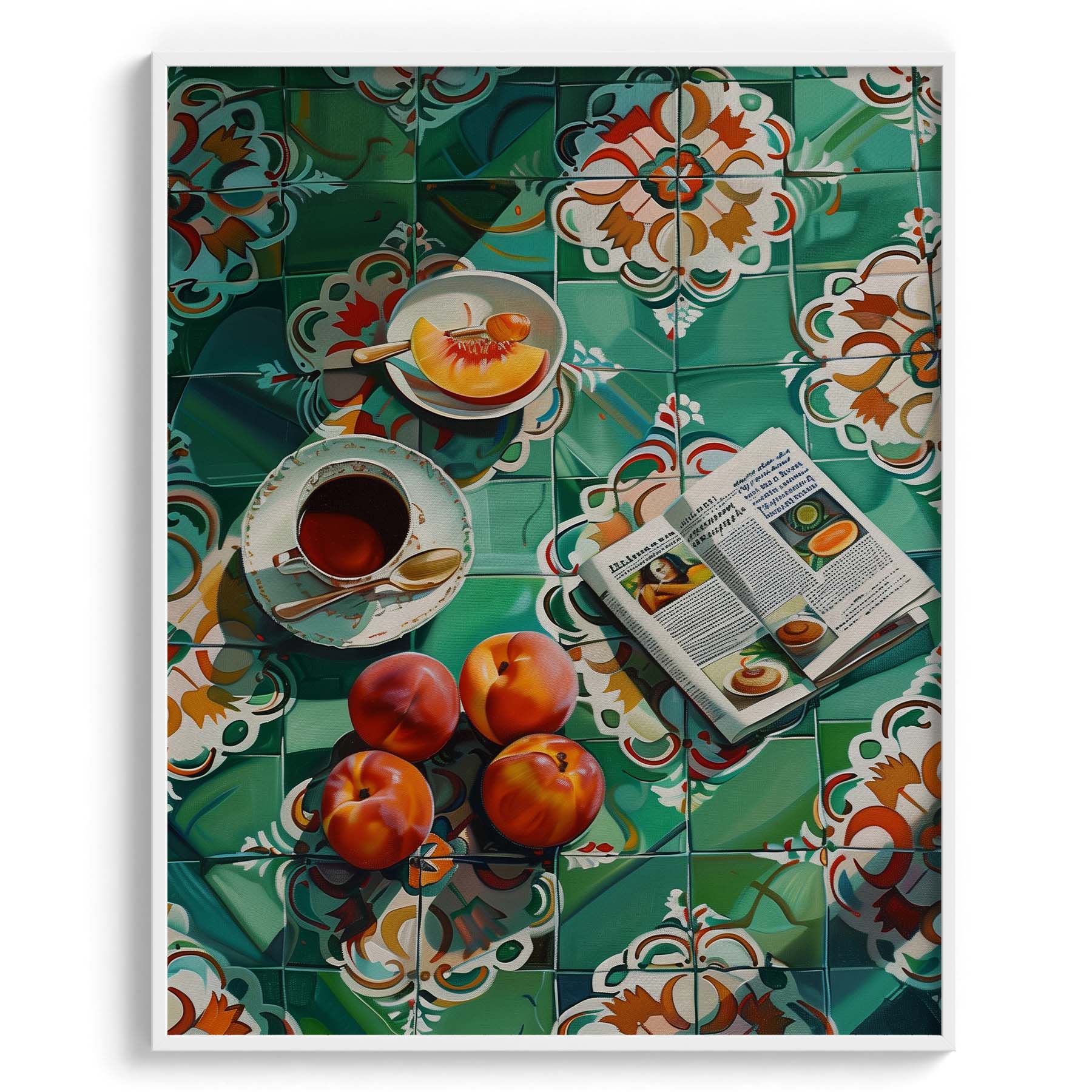 Peach Tile Breakfast Modern Wall Art