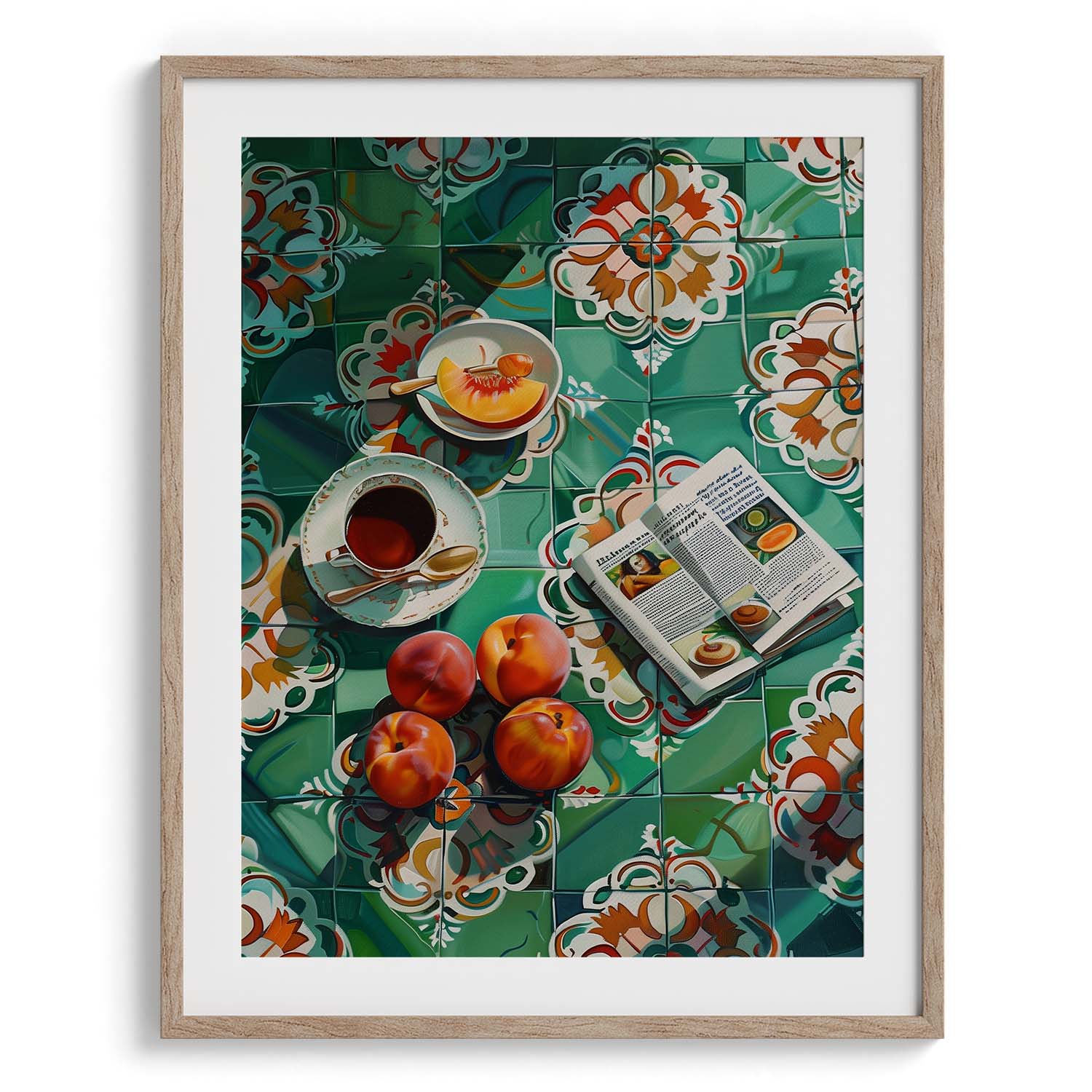 Peach Tile Breakfast Modern Wall Art