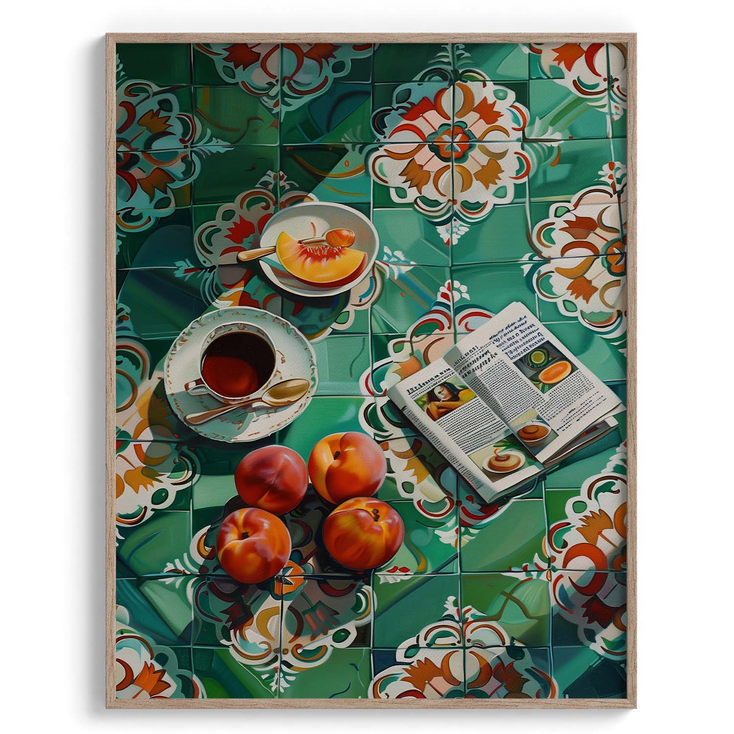 Peach Tile Breakfast Modern Wall Art