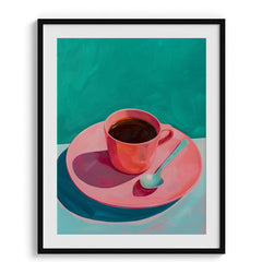 Pink Cup on Turquoise Canvas Wall Prints