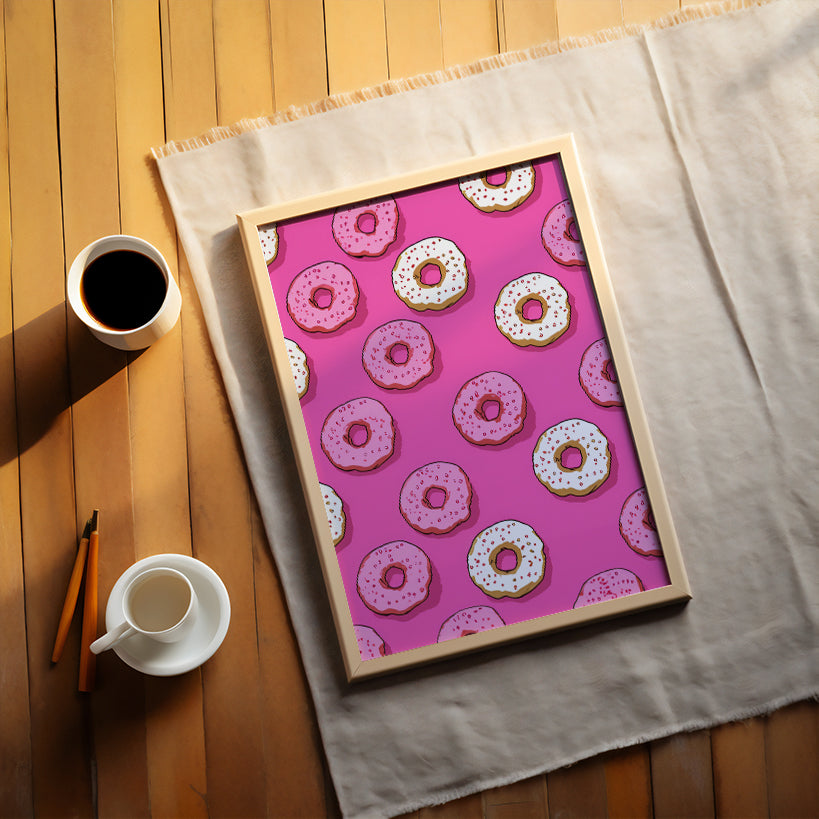 Pink Donut Pattern Pop Art