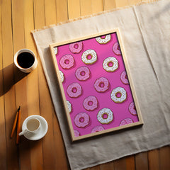 Pink Donut Pattern Pop Art