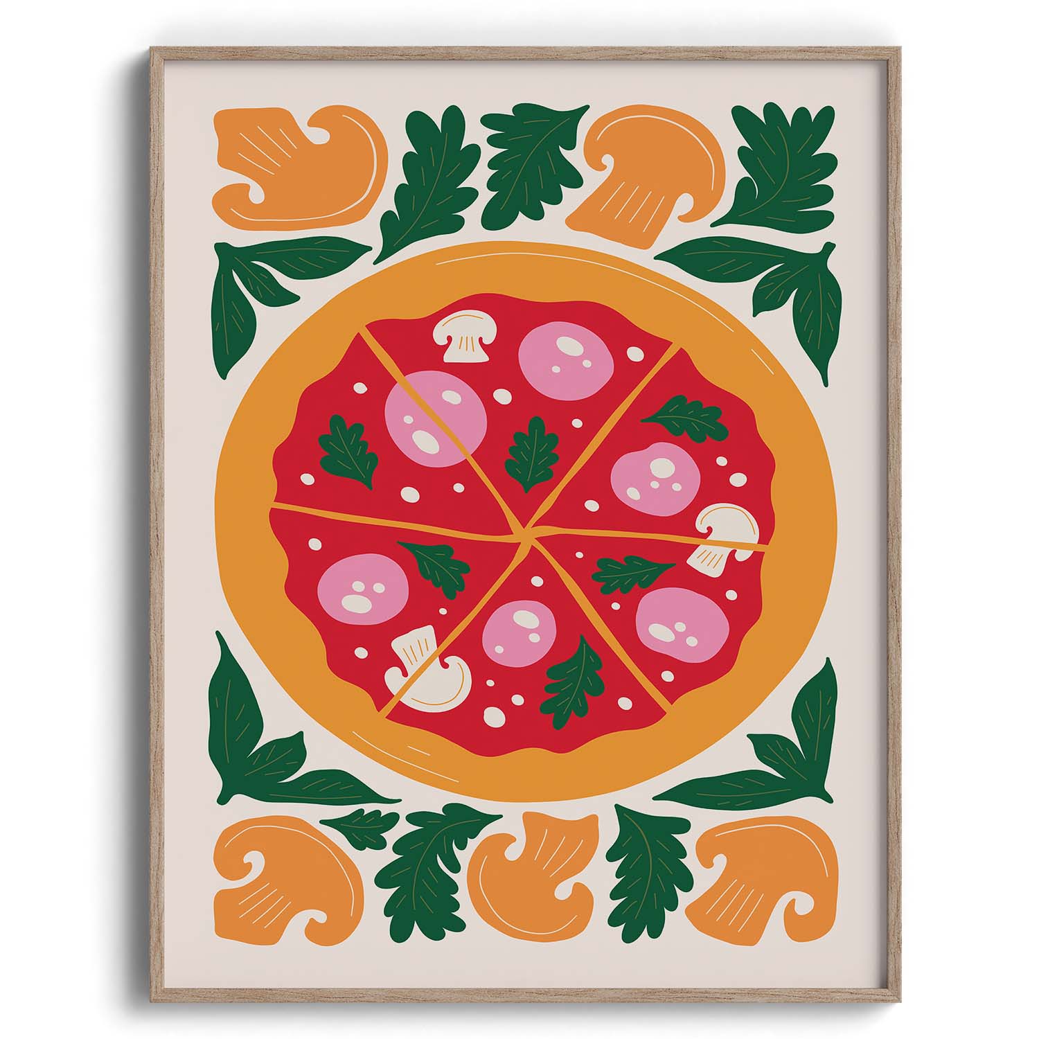 Pizza Party Slice Illustration Wall Art