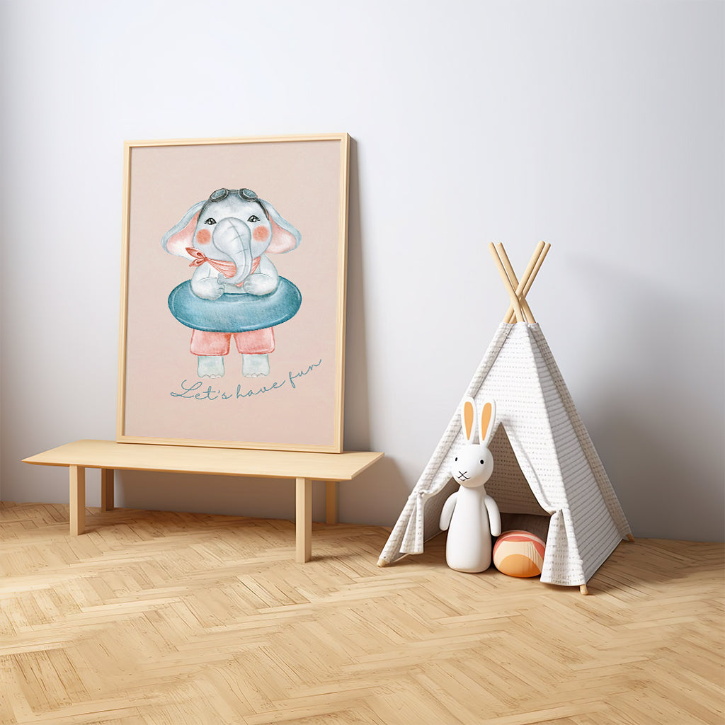 Playful Elephant “Let’s Have Fun” Poster