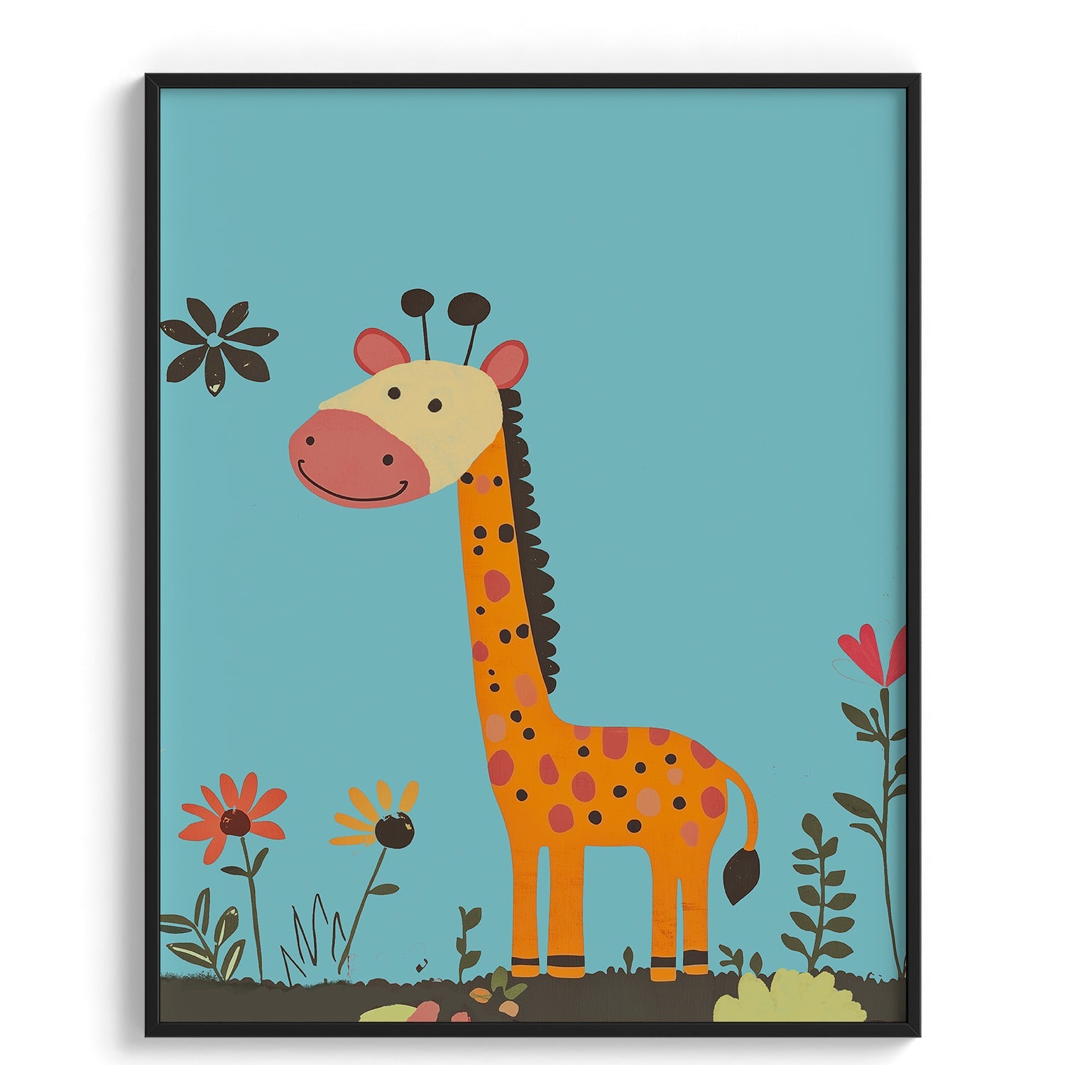 Playful Giraffe in the Garden Poster