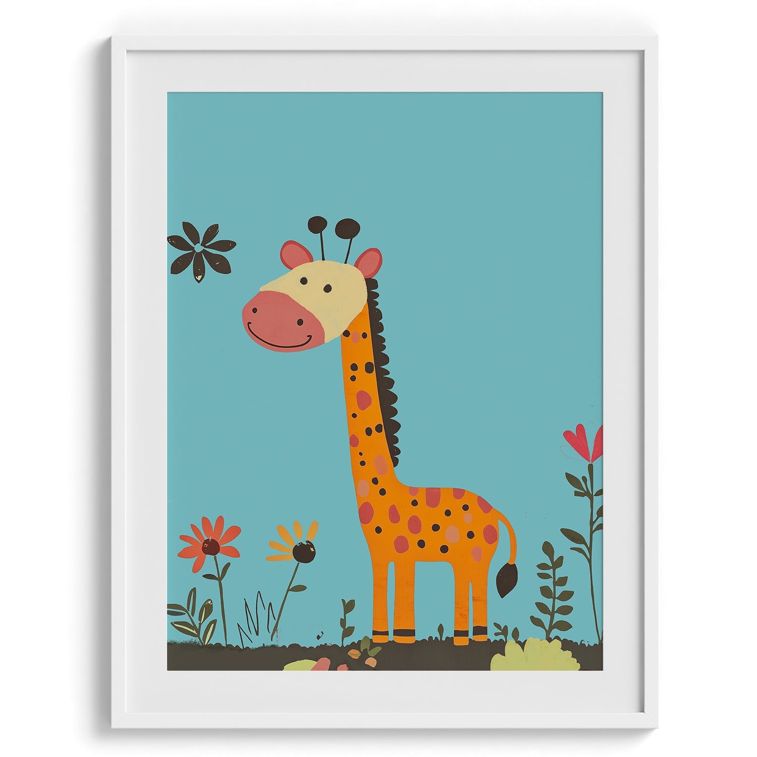 Playful Giraffe in the Garden Poster