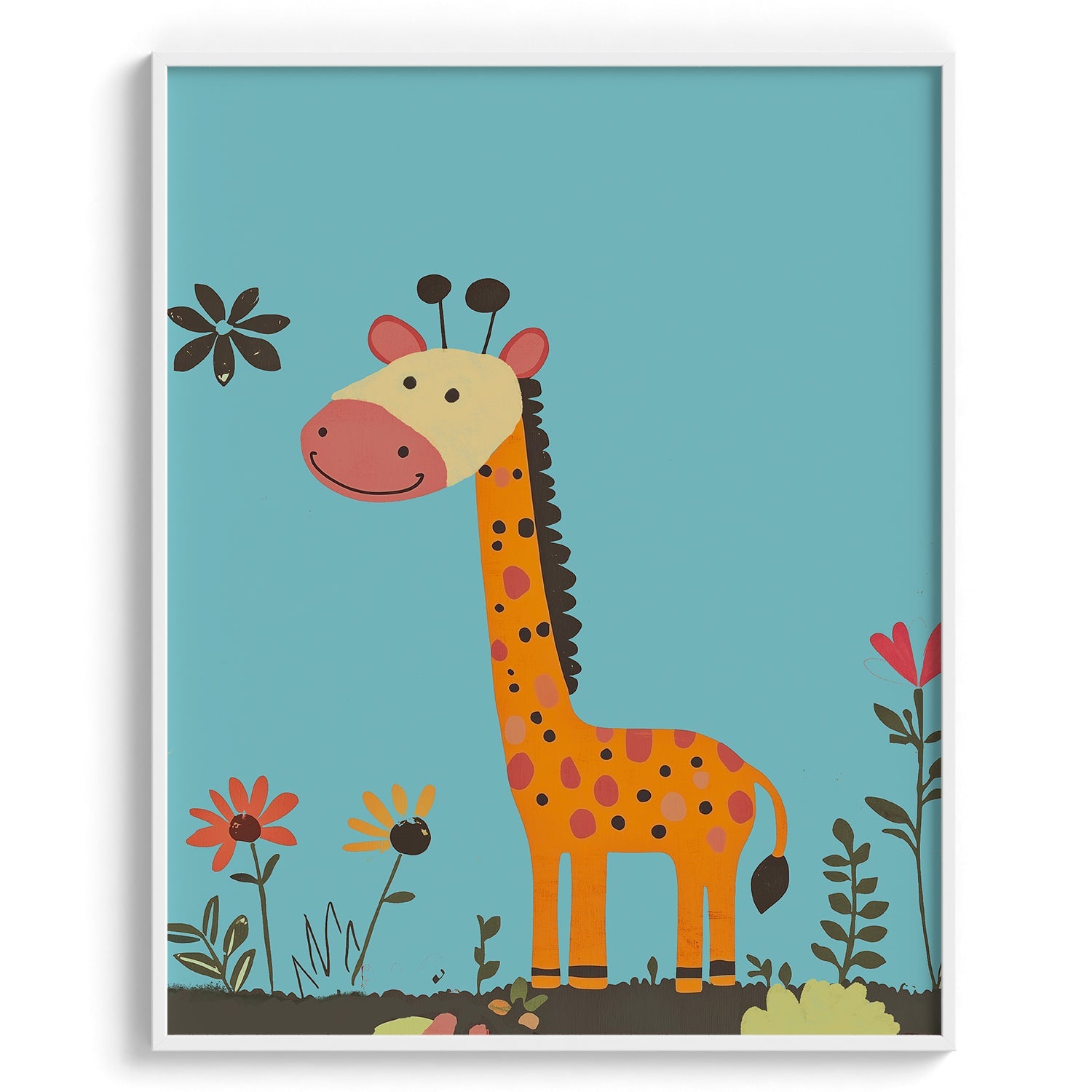 Playful Giraffe in the Garden Poster