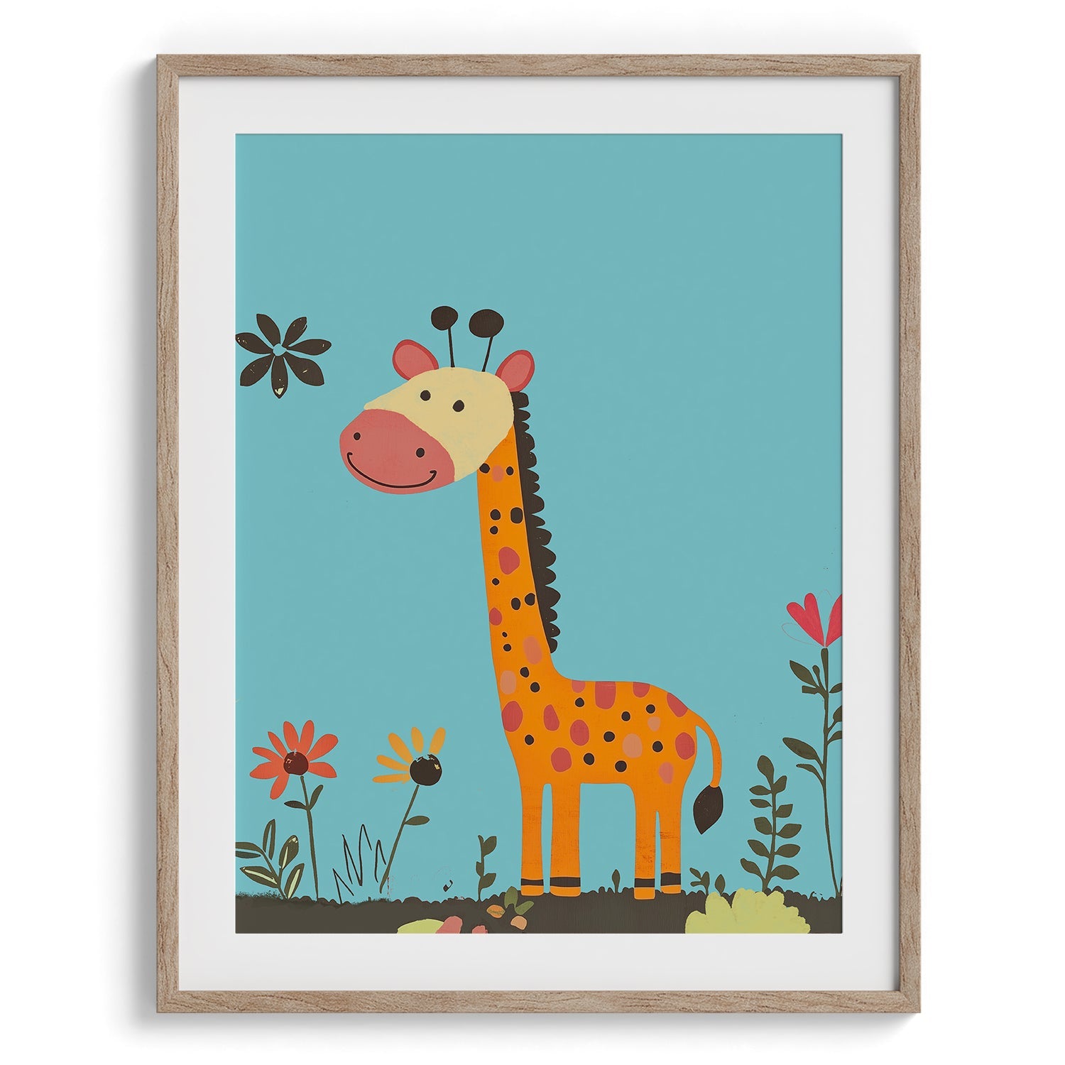 Playful Giraffe in the Garden Poster