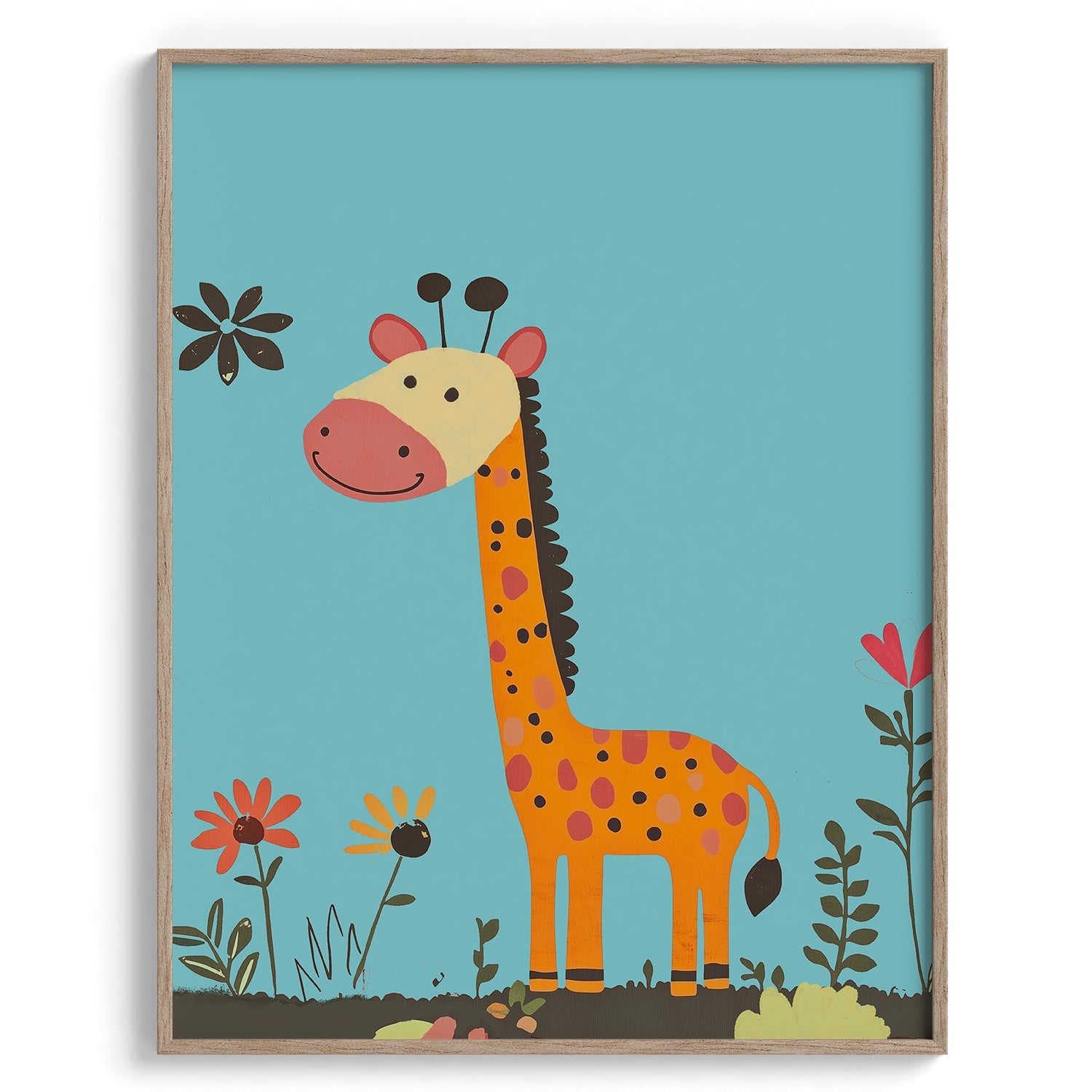 Playful Giraffe in the Garden Poster