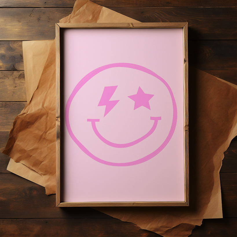 Playful Pink Smiley Face Illustration
