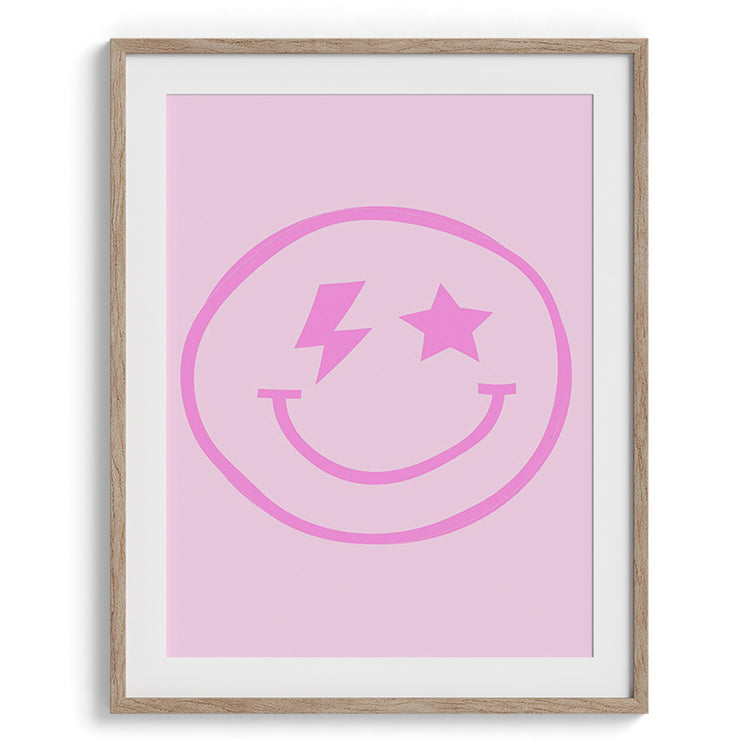 Playful Pink Smiley Face Illustration