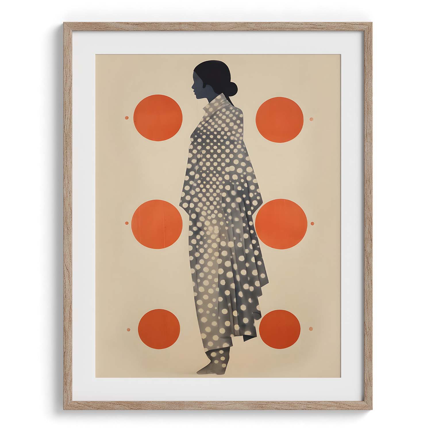 Polka Dot Saree Silhouette Art