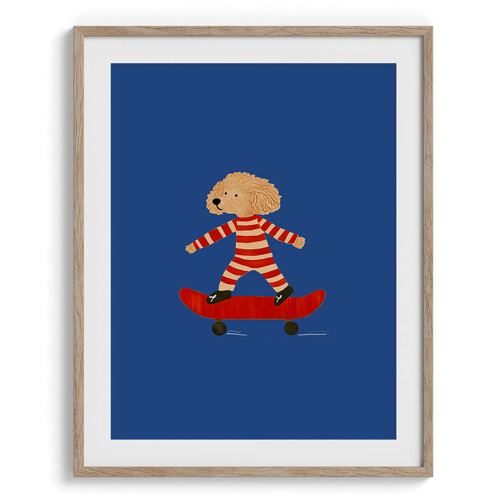 Poodle on Skateboard Wall Art