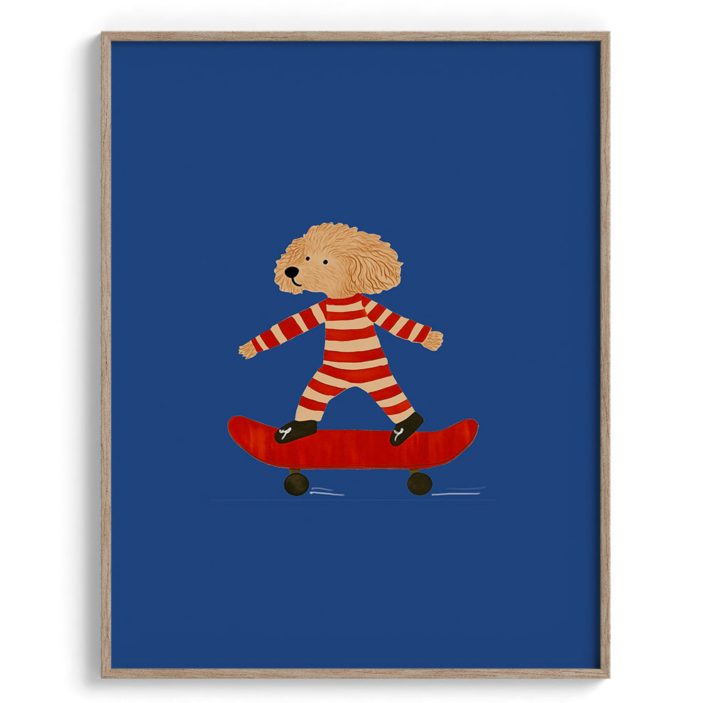 Poodle on Skateboard Wall Art