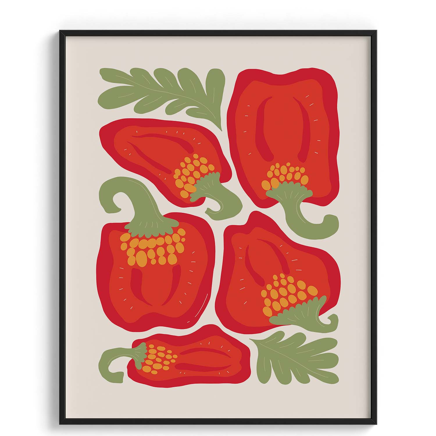 Red Bell Peppers Illustration Wall Art