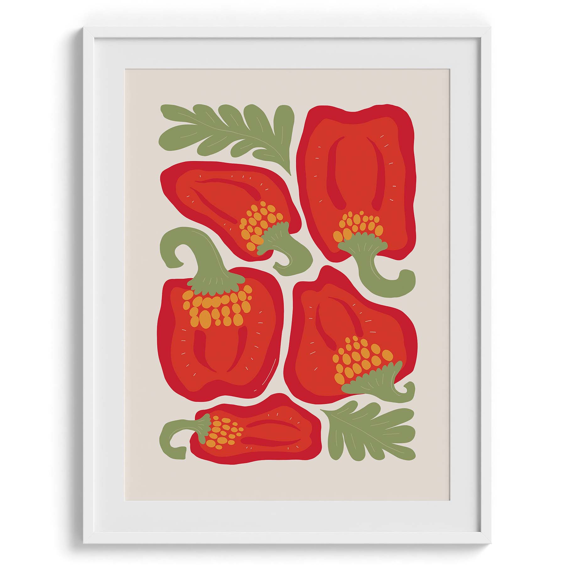 Red Bell Peppers Illustration Wall Art