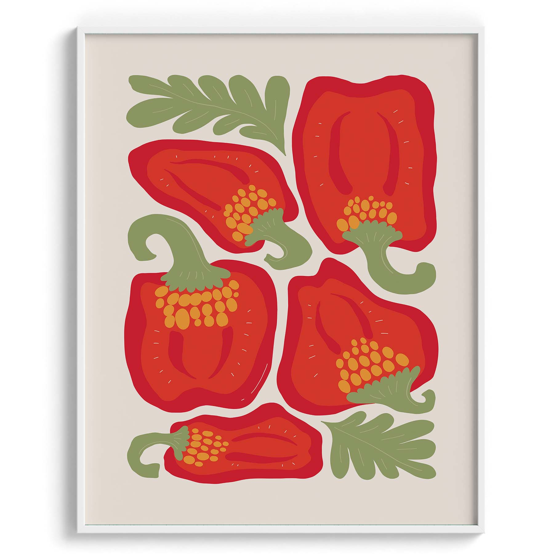 Red Bell Peppers Illustration Wall Art
