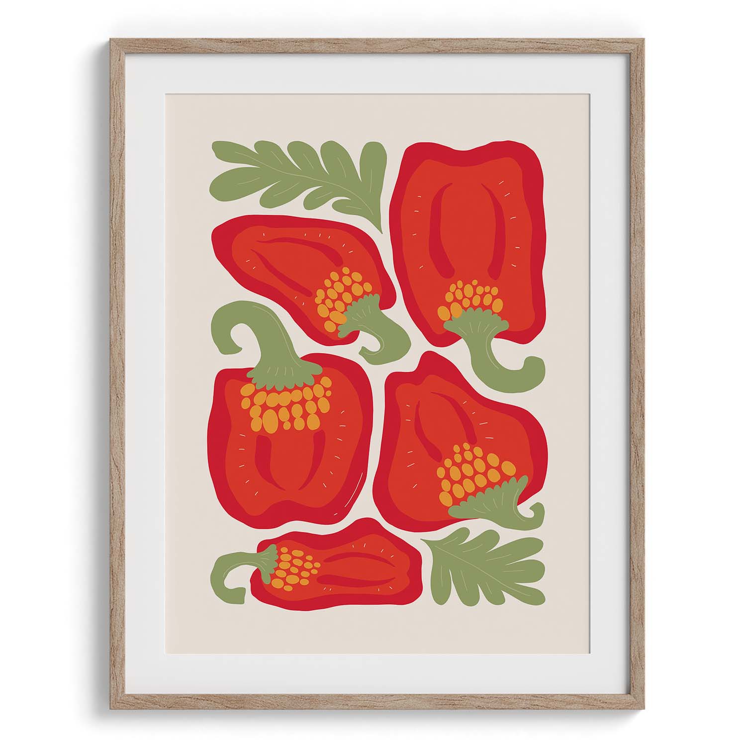 Red Bell Peppers Illustration Wall Art