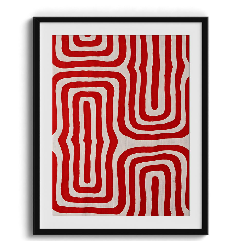 Red Geometric Maze Pattern
