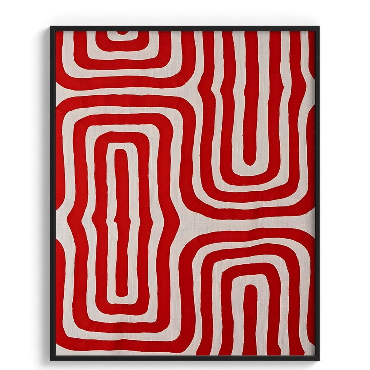 Red Geometric Maze Pattern