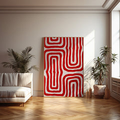 Red Geometric Maze Pattern
