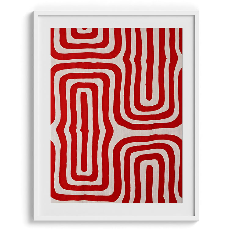Red Geometric Maze Pattern