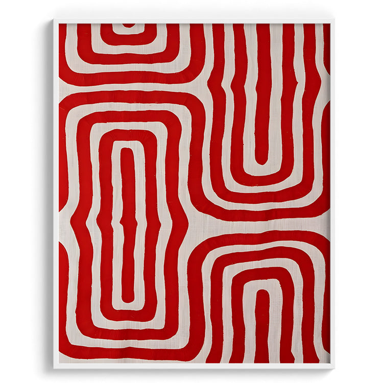 Red Geometric Maze Pattern