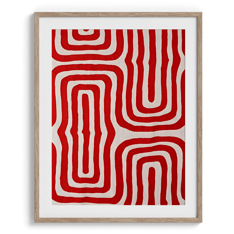 Red Geometric Maze Pattern