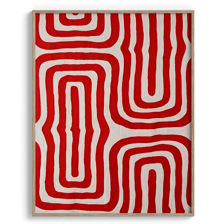 Red Geometric Maze Pattern