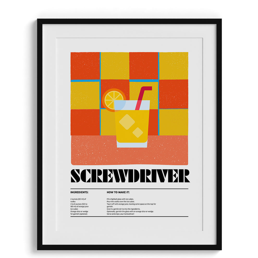 Screwdriver Citrus Twist Framed Art For Wall