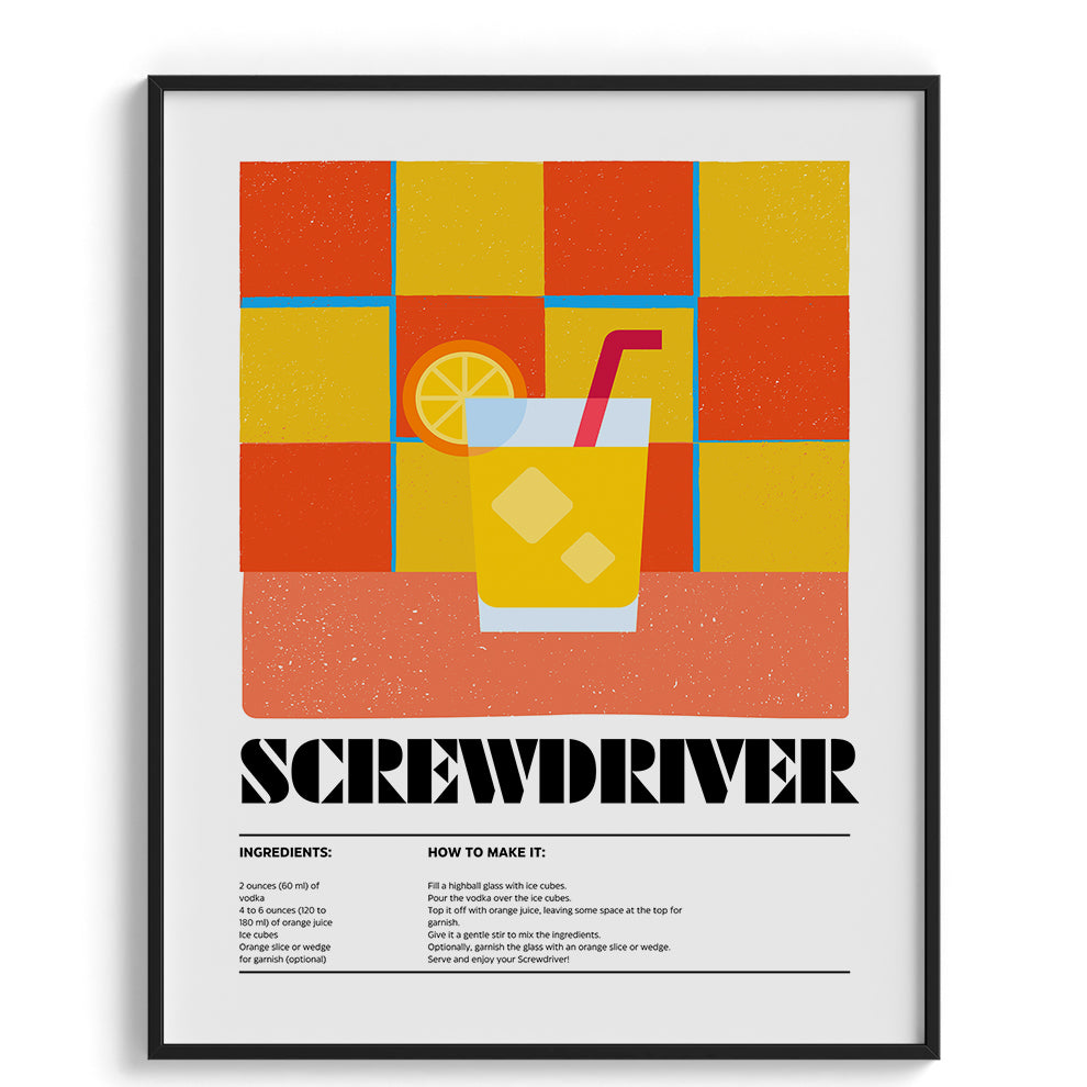 Screwdriver Citrus Twist Framed Art For Wall