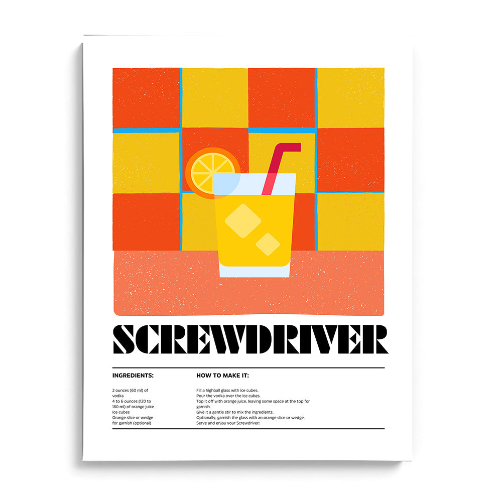 Screwdriver Citrus Twist Framed Art For Wall