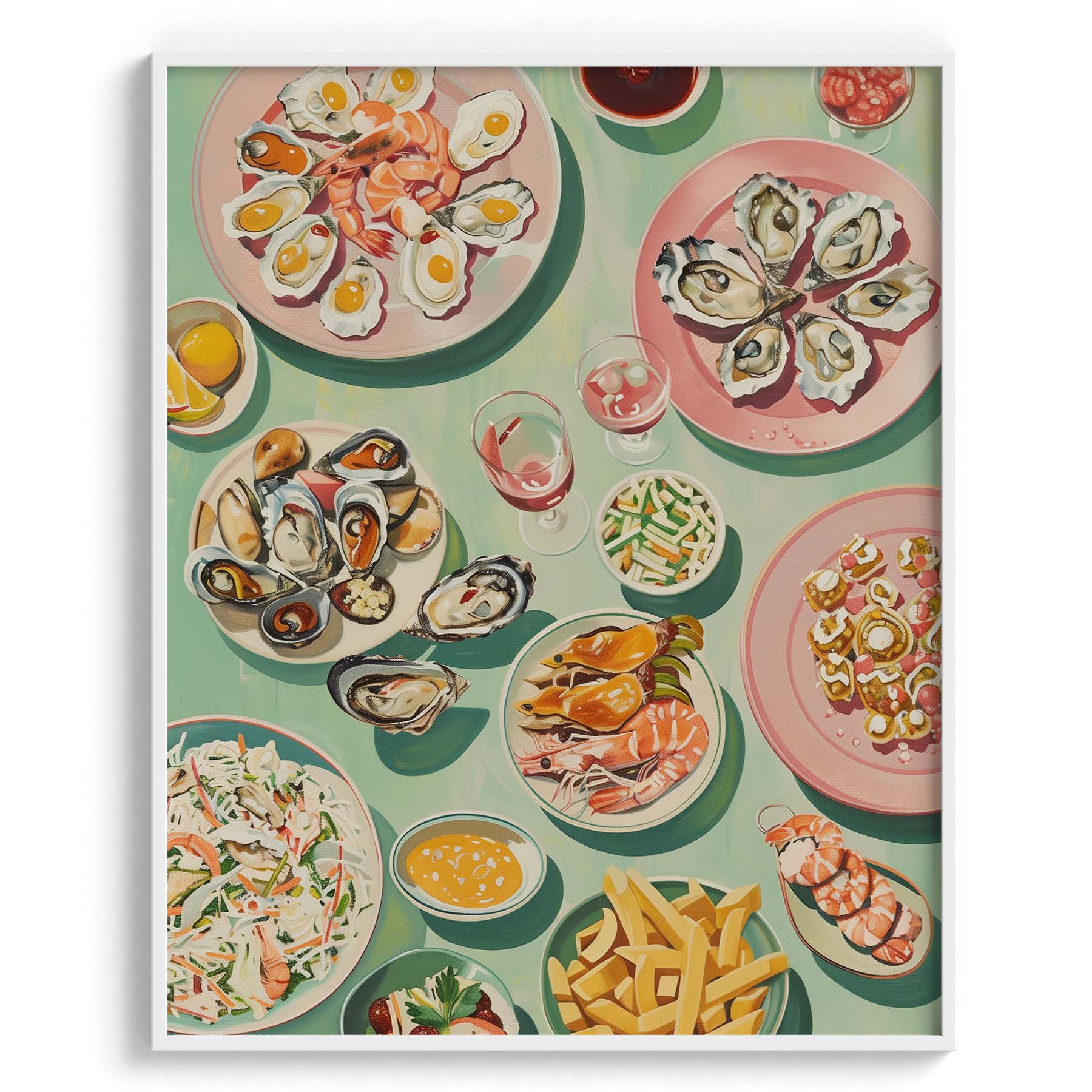 Seafood Brunch Spread Modern Wall Art