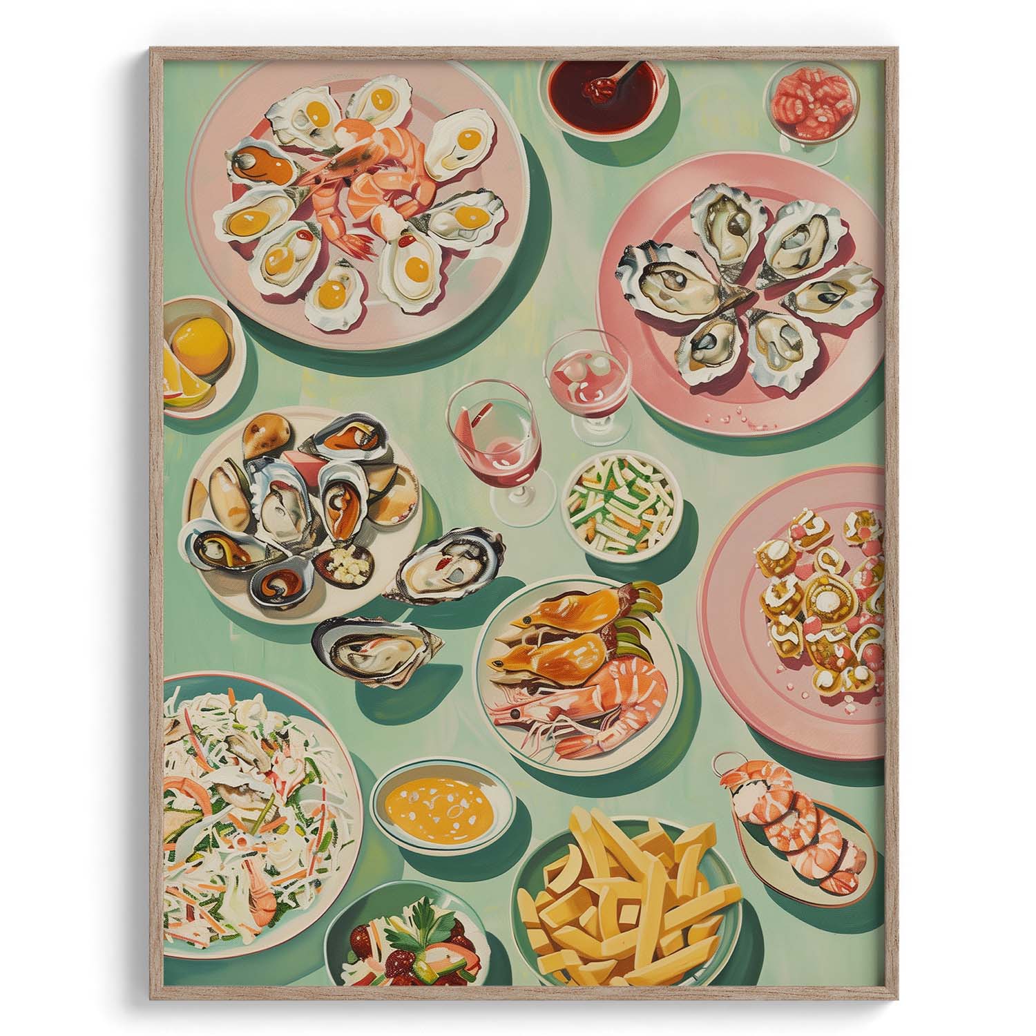 Seafood Brunch Spread Modern Wall Art